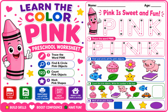 Learn the Color Pink Preschool Worksheet