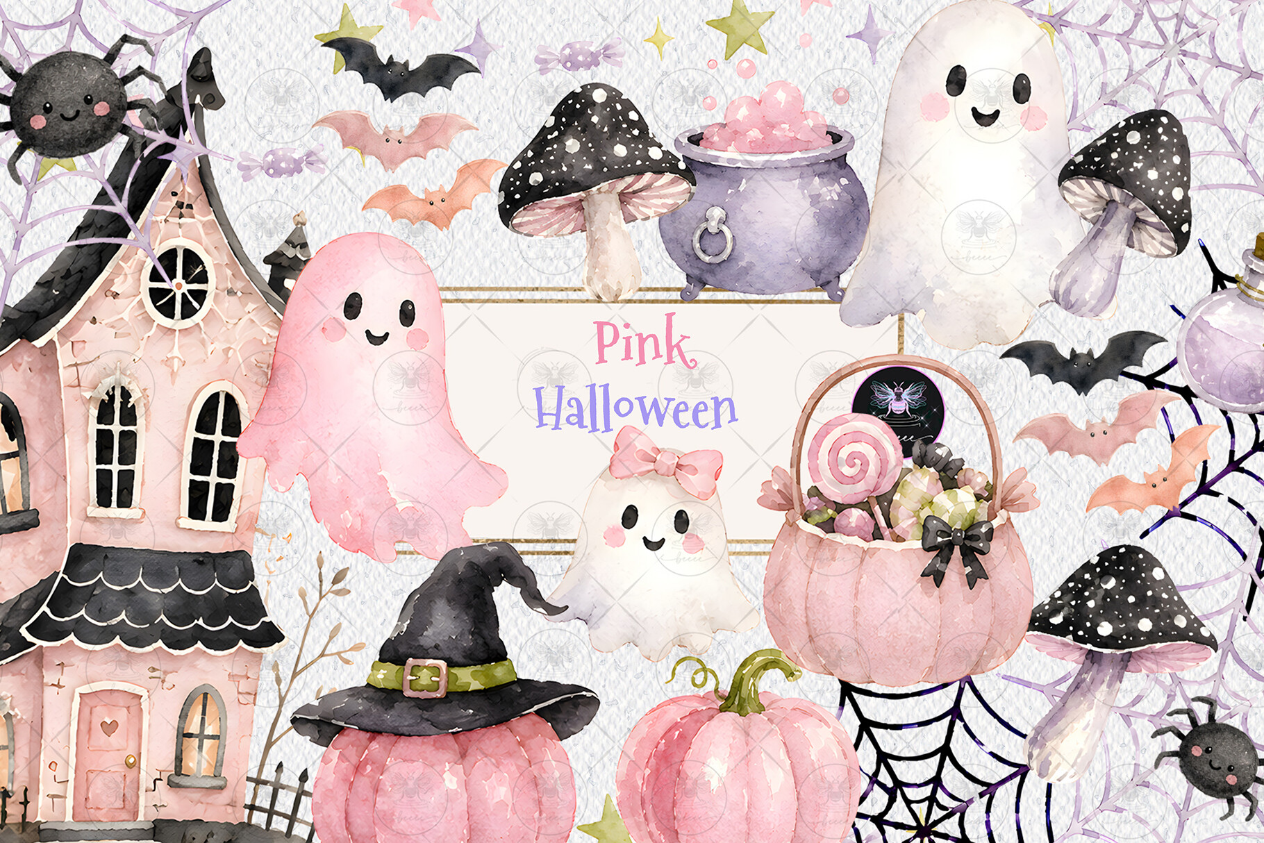 Pink Halloween Ghost Clipart