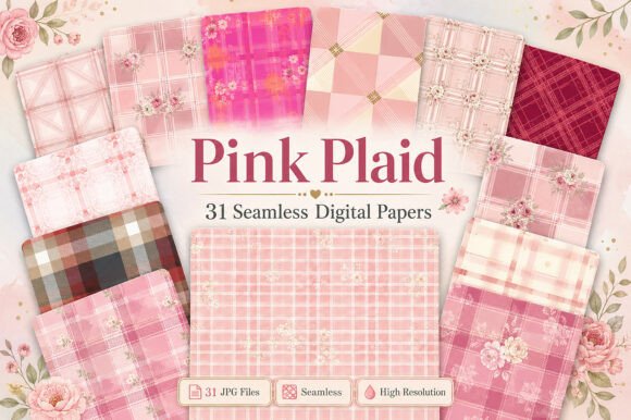 Pink Plaid Seamless Digital Bundle