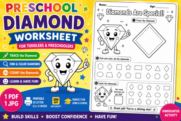 Preschool Diamond Worksheet for Toddlers