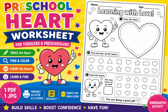 Preschool Heart Worksheet for Toddlers