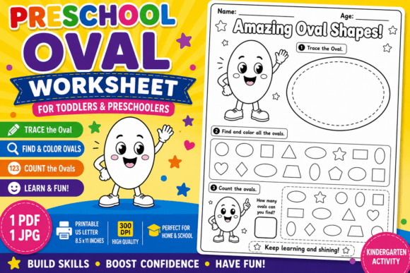 Preschool Oval Worksheet for Toddlers