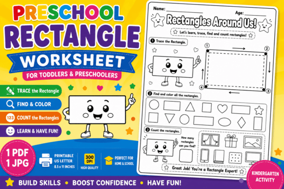Preschool Rectangle Worksheet for Toddle