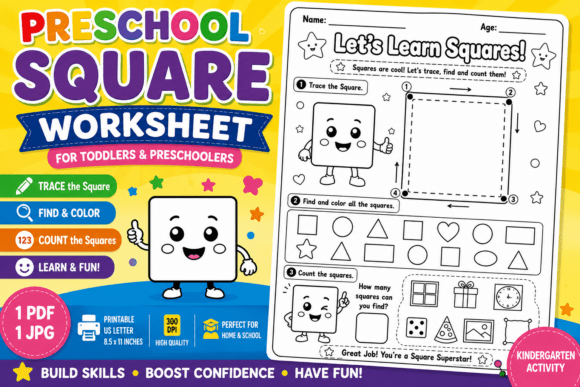 Preschool Square Worksheet for Toddlers