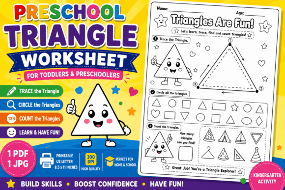 Preschool Triangle Worksheet for Toddler