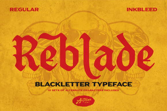 Preview specimen of Reblade blackletter font