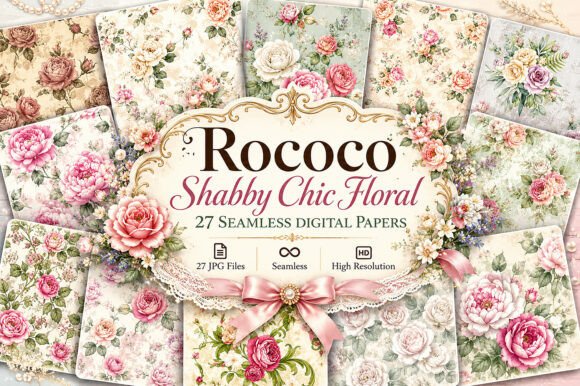 Rococo Shabby Chic Floral Digital Paper