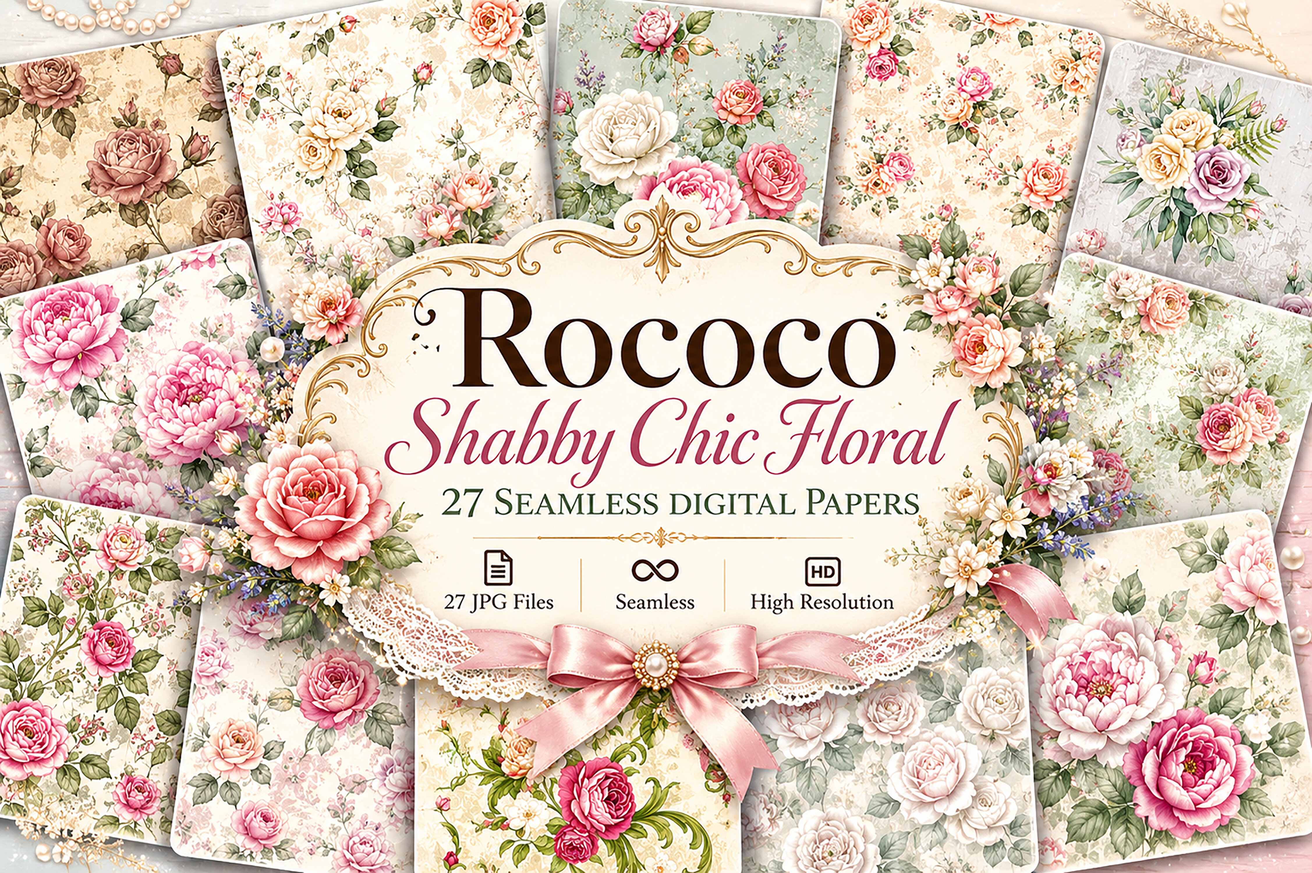Rococo Shabby Chic Floral Digital Paper