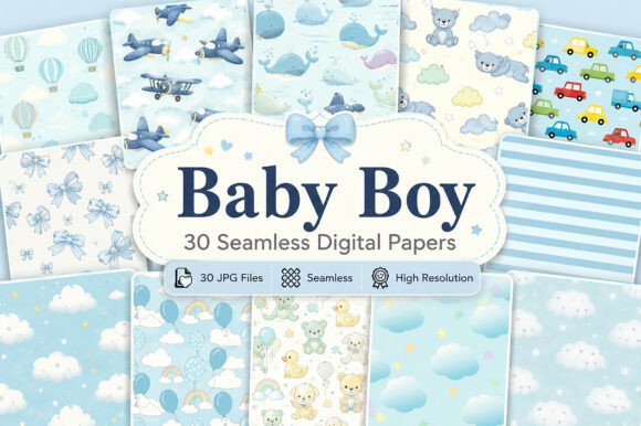 Seamless Baby Boy Pattern Bundle