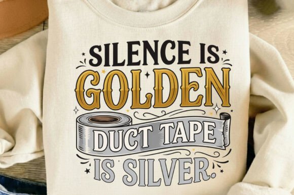 Preview of Silence is Golden Funny Sarcastic Png T-shirt, sticker, and sublimation design