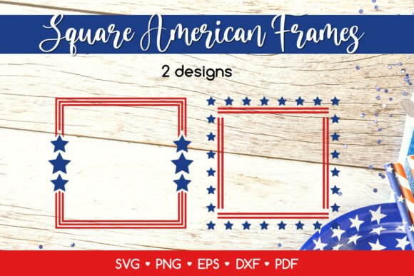 Square 4th of July Frames SVG