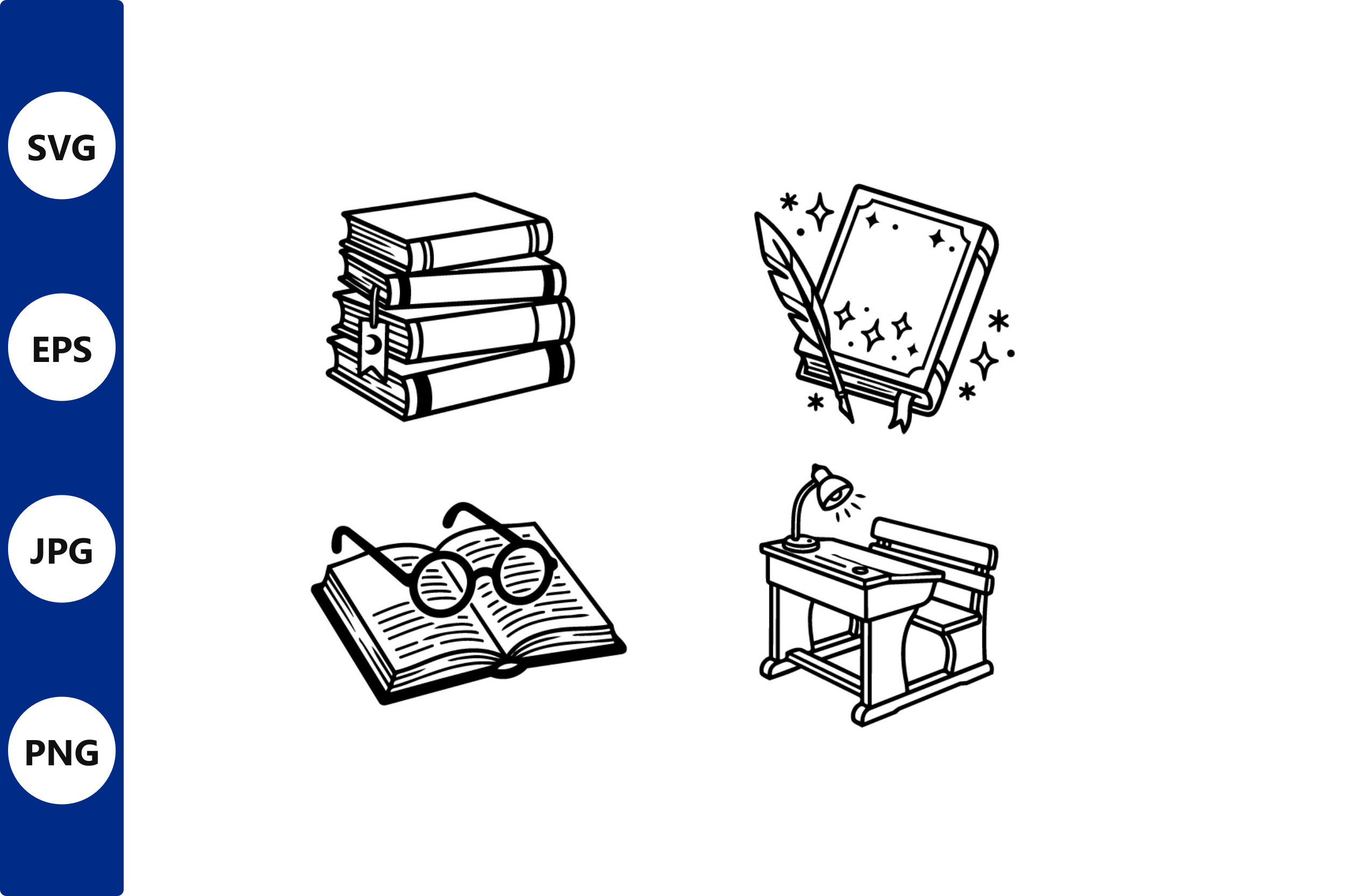 Stack of Books and Study Desk Vector