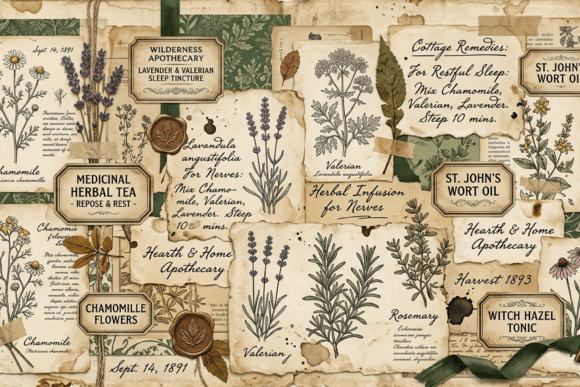 Preview of Vintage Nature Labels Junk Journal Page