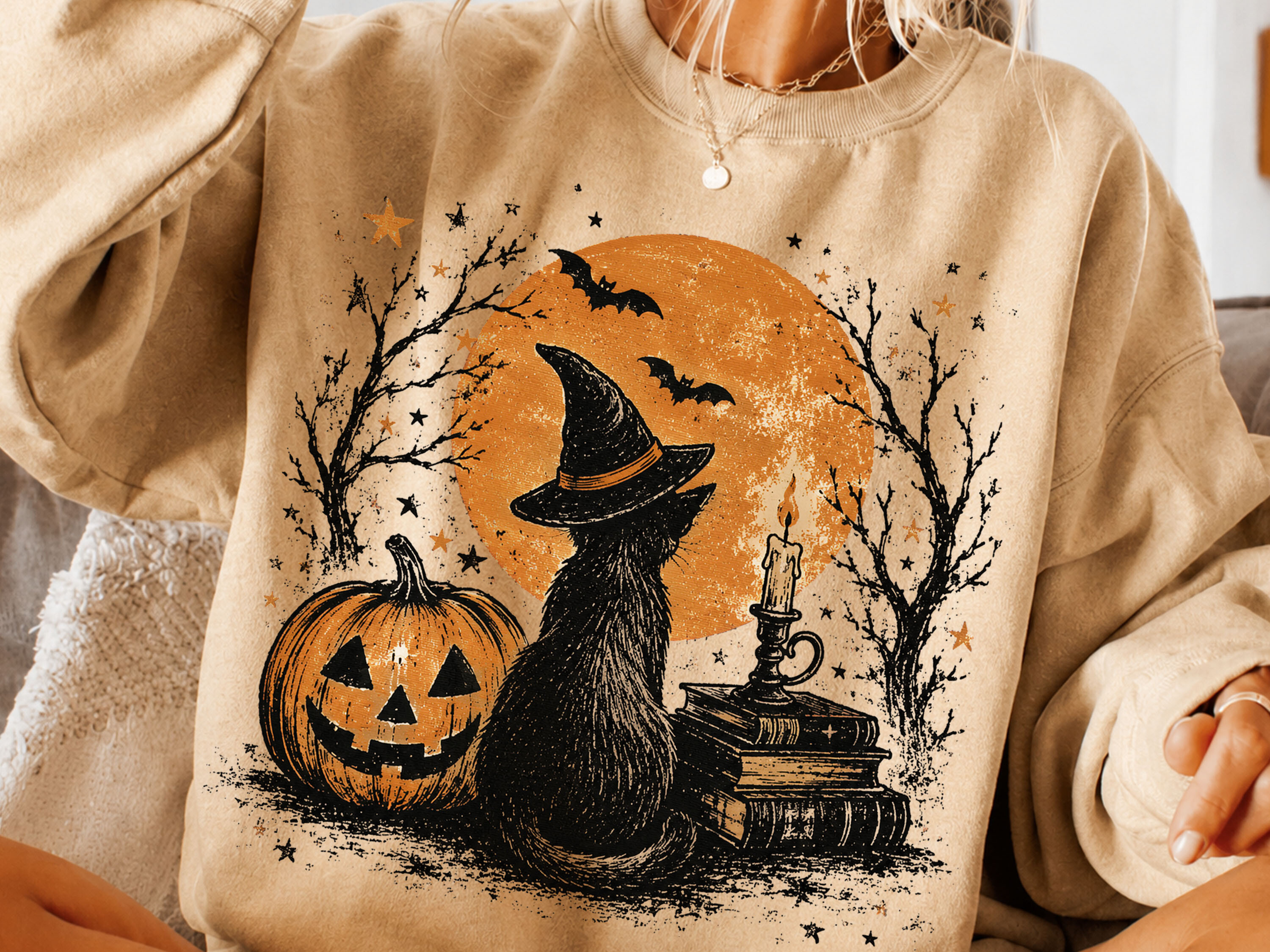 Witch Cat Pumpkin — Halloween PNG design preview