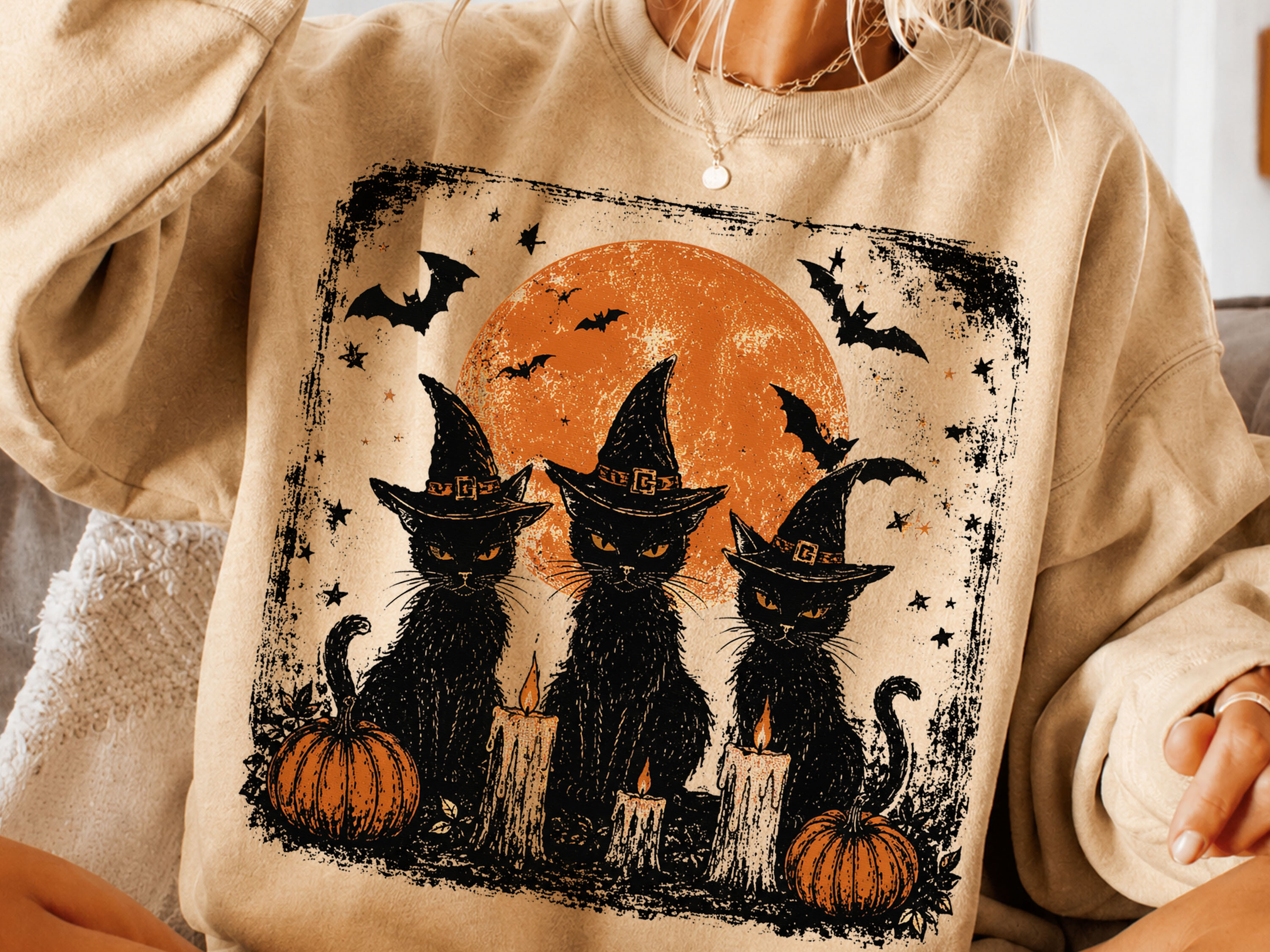 Witch Cats Halloween Night PNG Graphic by SvgModes · Creative Fabrica