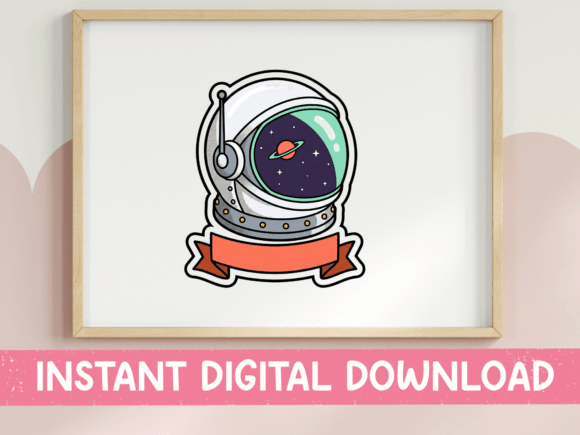 Astronaut Helmet Saturn Banner Design
