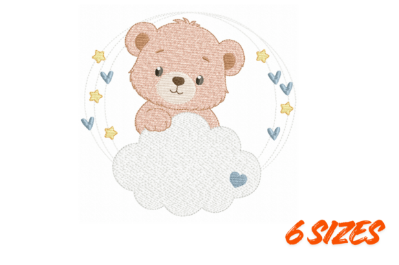 Baby Bear Cloud Embroidery Design Set