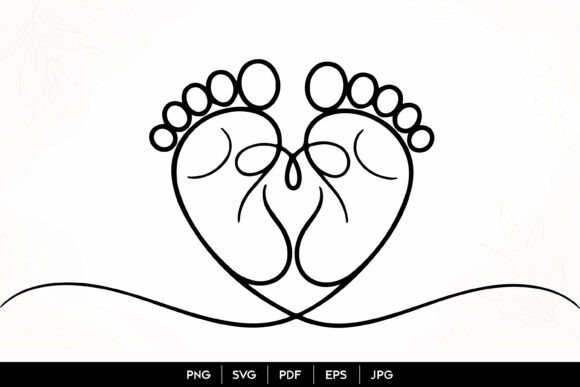 Baby Feet Heart Outline Svg Graphics