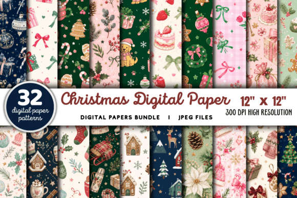 Christmas Digital Paper Pattern Bundle