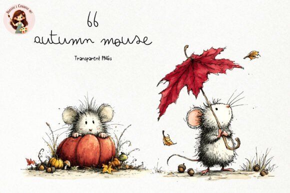 Cute Autumn Harvest Mouse PNG Clipart