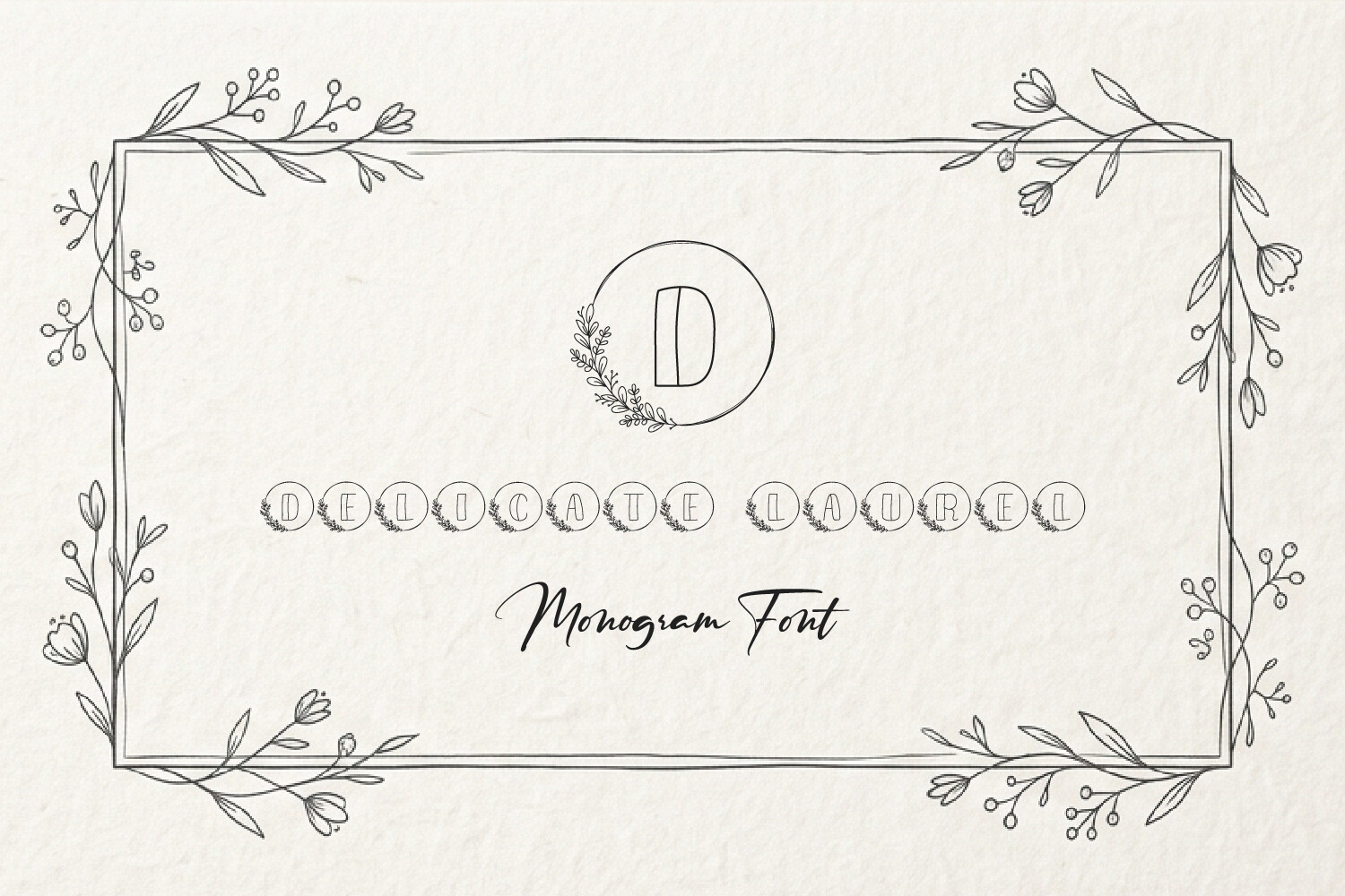 Delicate Laurel Monogram preview - laurel wreath monogram for elegant invitations