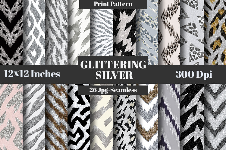 Glittering Silver Patterns Graphic by TheDesignerDesigne · Creative Fabrica