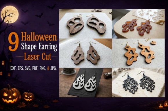 Halloween Abstract Earring Laser Cut