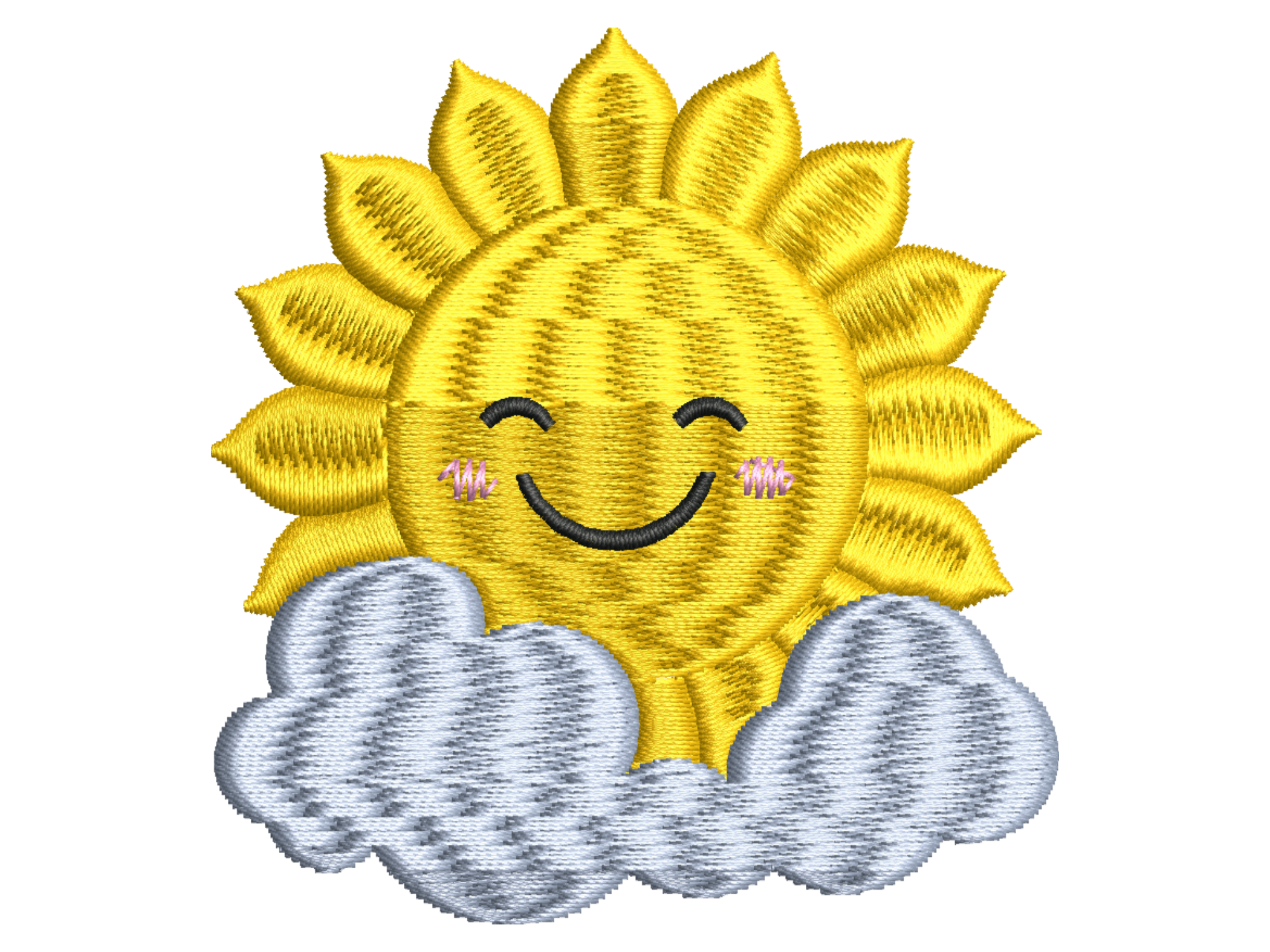 Happy Sun and Clouds Embroidery