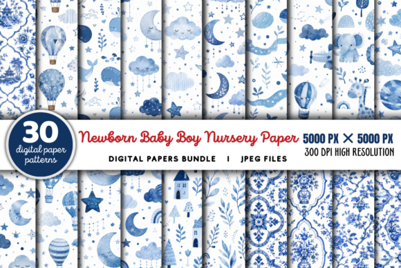 Newborn Baby Boy Nursery Paper Bundle