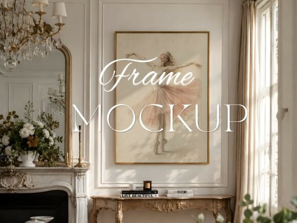 Parisian Living Room Frame Mockup PSD Graphic Frames & Posters By Mockups Of Imaginations