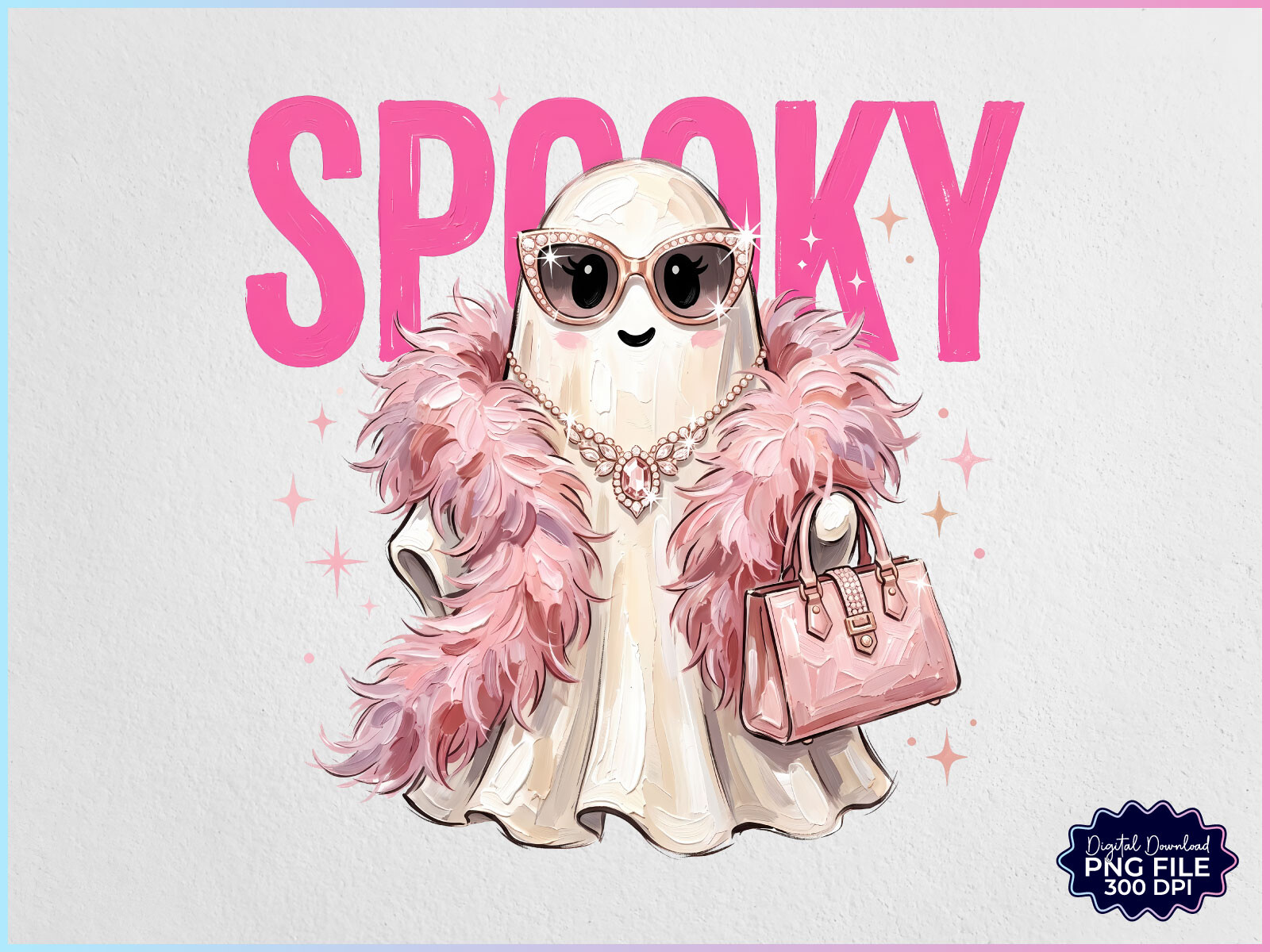 Preppy Brushstroke Spooky Ghost PNG Graphic by Creative Community ...