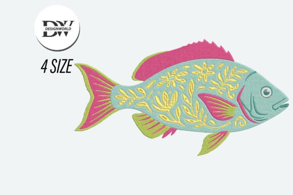Preppy Fish Embroidery Design