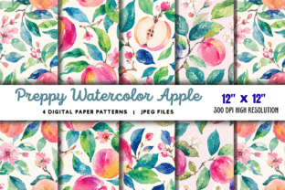 Preppy Watercolor Apple Harvest Pattern Graphic by Styled Stock Mock ...