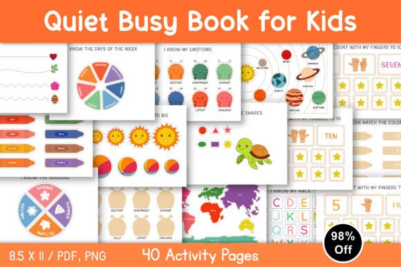 Quiet busy book for kids with printable activity pages for calm play