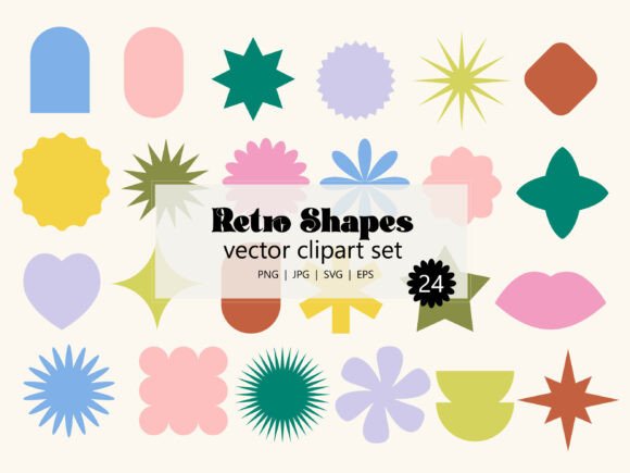Retro Shapes Colorful Geometric Icons