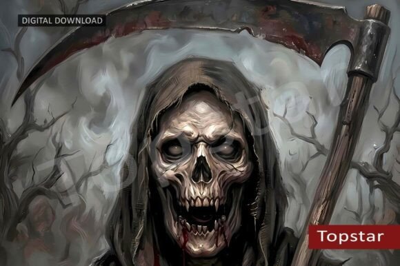 Scary Halloween Skull Decor Grim Reaper