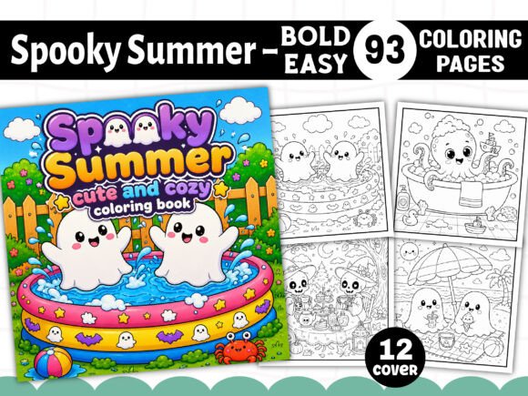 Preview of Spooky Summer Cute & Cozy Coloring Book adult coloring pages