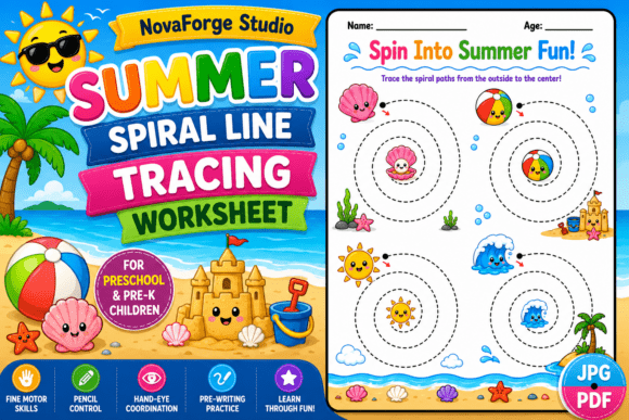 Summer Spiral Tracing Worksheet
