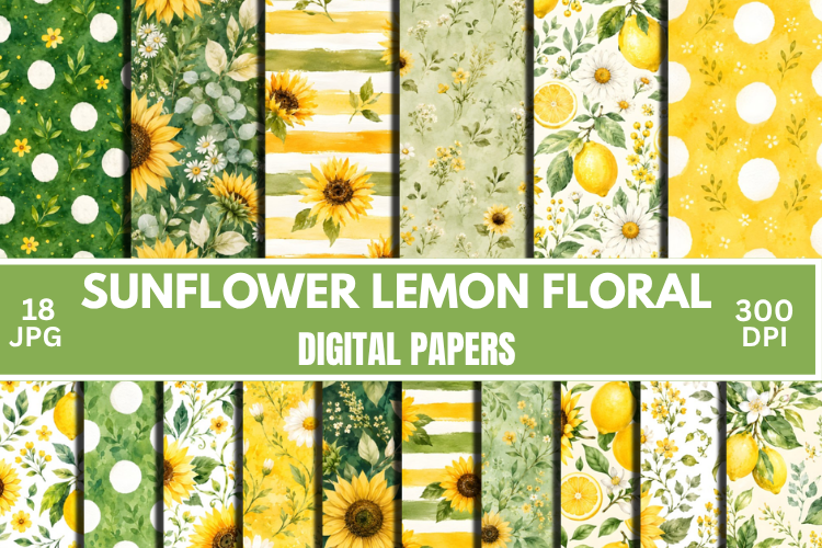 Summer Sunflower Patterns, Digital Paper