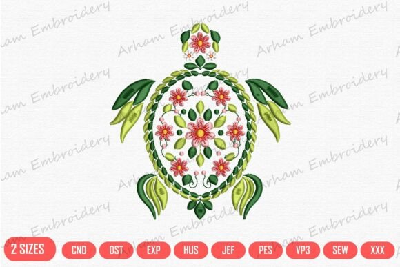 Tropical Floral Sea Turtle