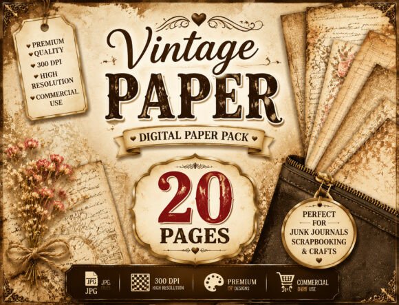 Preview of Vintage Damask Floral Junk Journal