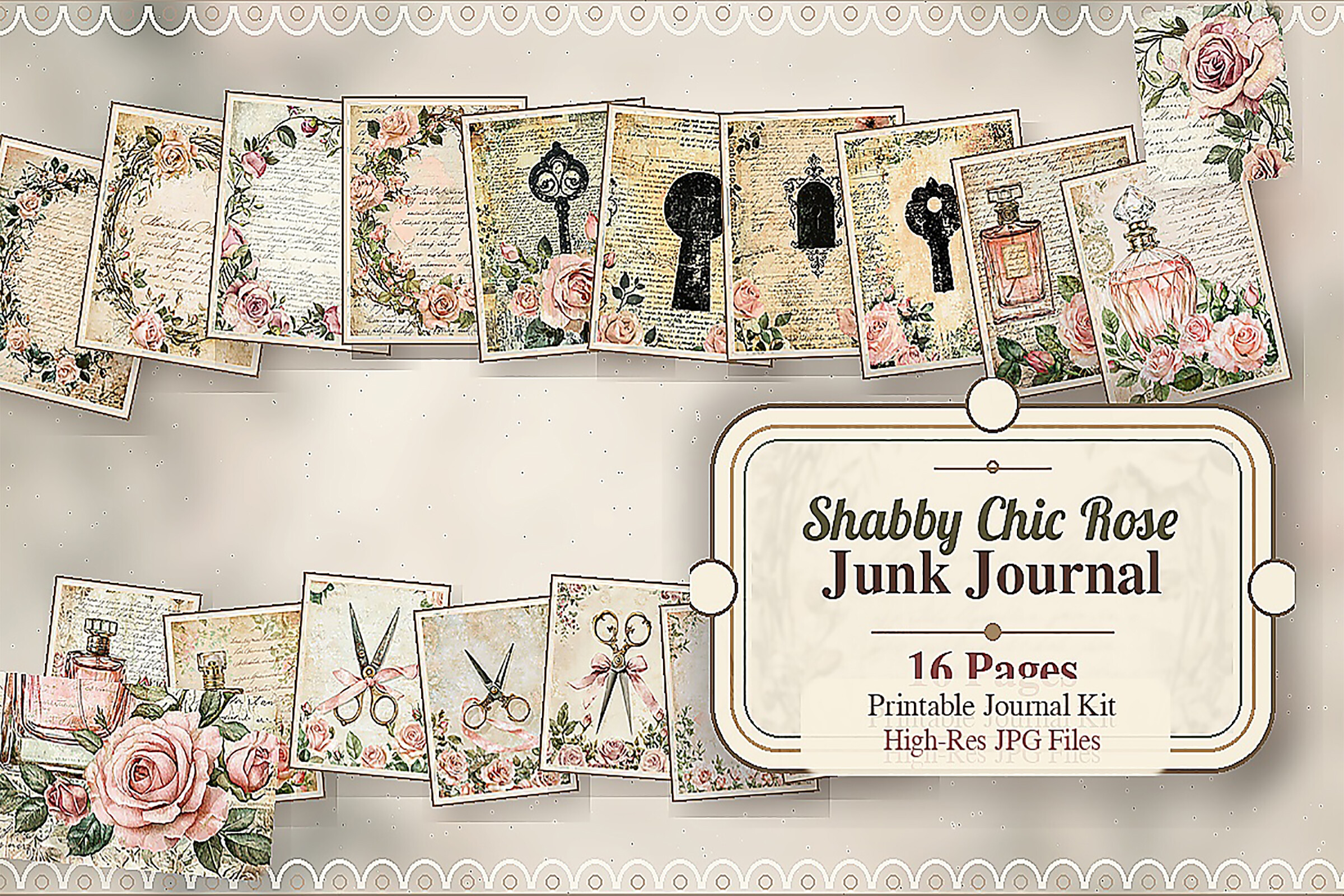 Vintage Rose Junk Journal Digital Paper Graphic by Attractions Artist ...