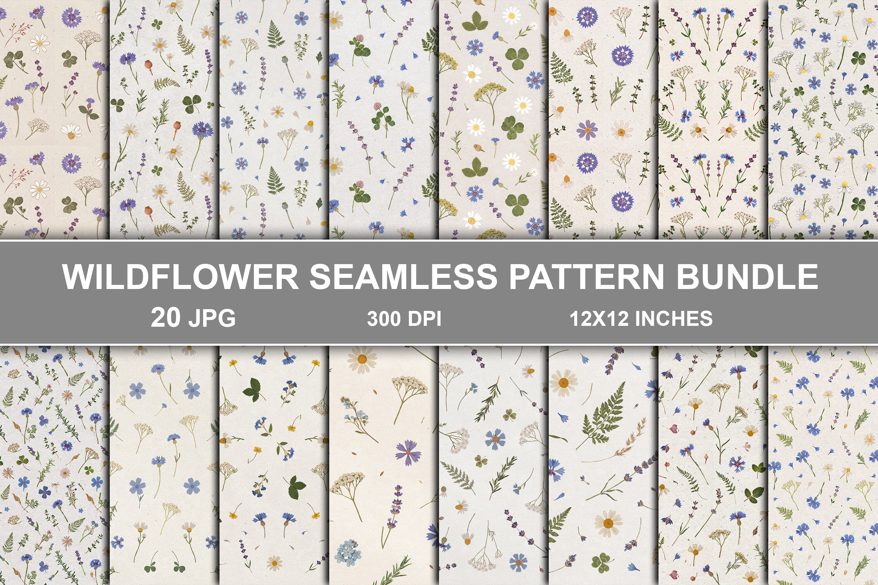 Wildflower Seamless Pattern Bundle