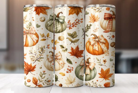 Coquette Bow Pumpkin Fall Tumbler Wraps