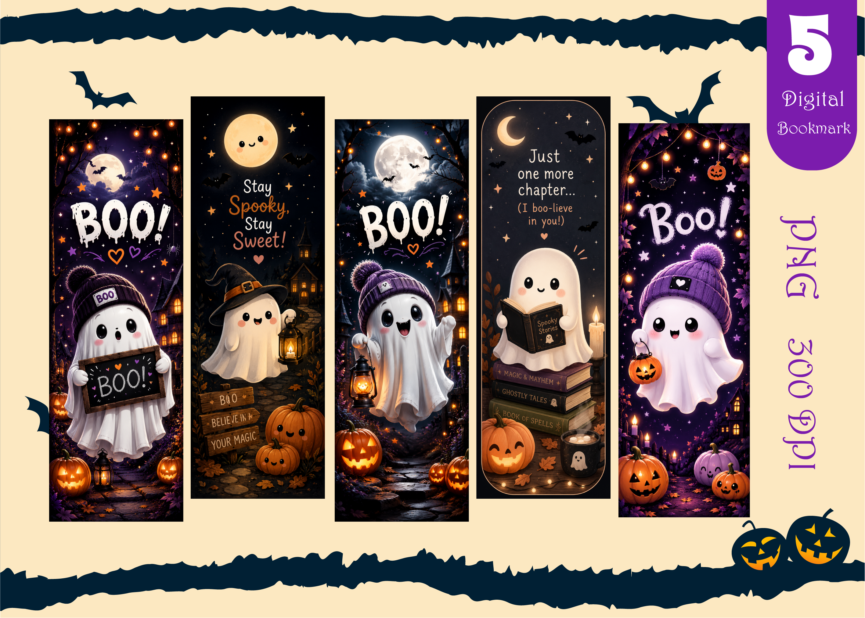 Halloween Boo Ghost Digital Bookmark