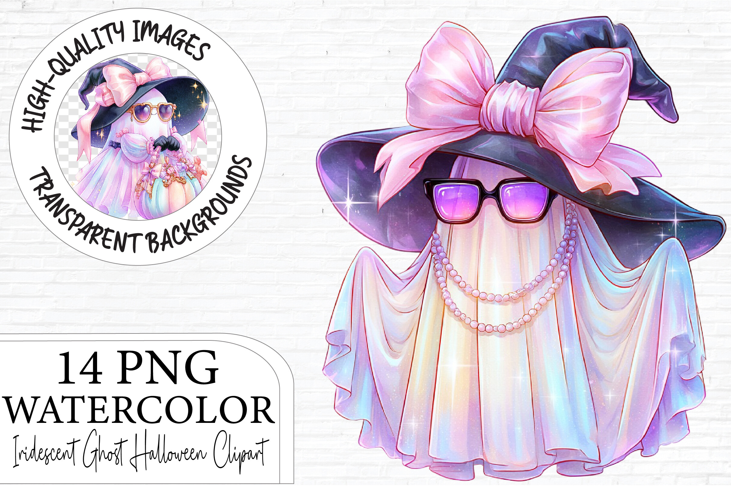 Iridescent Ghost Halloween Clipart Graphic by Artoya · Creative Fabrica