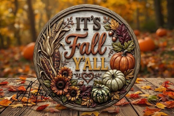 It's Fall Y'all Round Sign, Wind Spinner