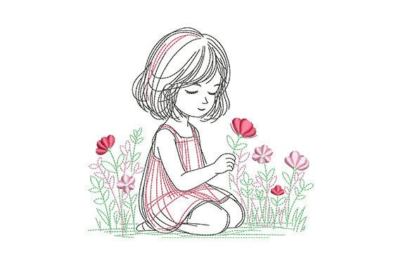 Little Girl with Flowers