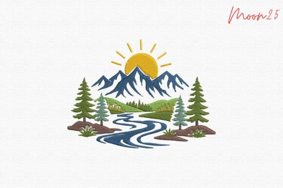Mountain River Nature Scene Landscape