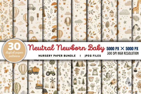 Neutral Newborn Baby Nursery Papers